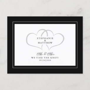 Elopement We Tied The Knot Mr & Mrs Black White Invitation Postcard