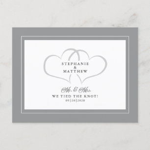 Elopement We Tied The Knot Mr & Mrs Grey White Invitation Postcard