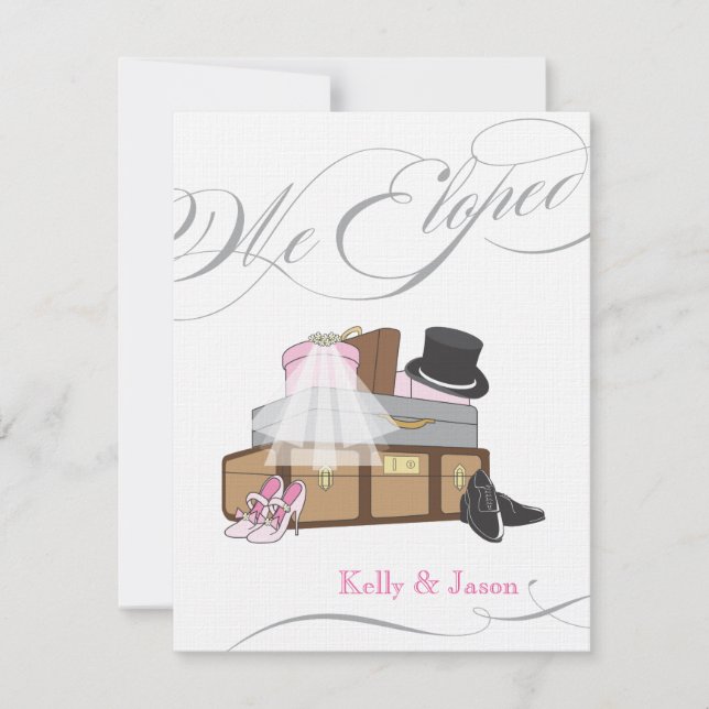 Elopement Wedding Announcement - Pink (Front)