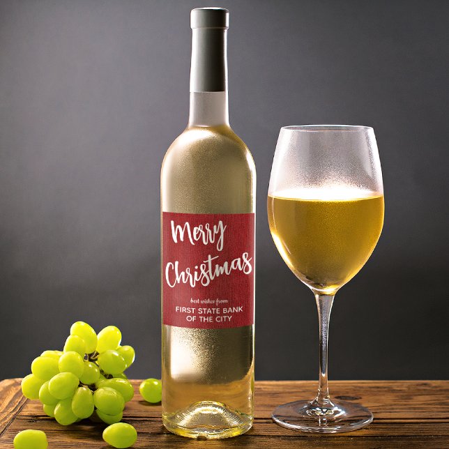 Eloquent Ruby Red Denim White Script Business Wine Label (Creator Uploaded)