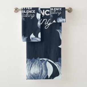 Eloquent Silence Quote Art for Serene Decor Bath Towel Set