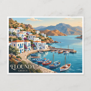 Elounda Village Waterfront Greece Postcard