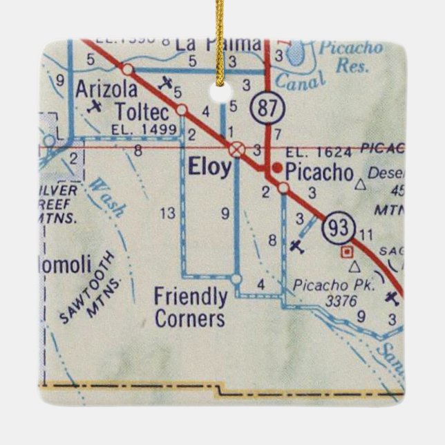 Eloy FL Vintage Map Ceramic Ornament (Back)