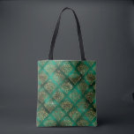 Elrgant Green Gold Glitter Damask Chic Tote Bag<br><div class="desc">Gorgeous faux metallic green background with faux gold damask pattern for a beautiful and elegant Tote bag.</div>