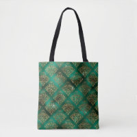 Elrgant Green Gold Glitter Damask Chic