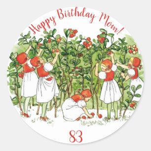 Elsa Beskow Cute Strawberry Girl  Classic Round Sticker