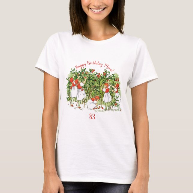 Elsa Beskow Cute Strawberry Girl Guest Of Honour T-Shirt (Front)