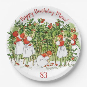 Elsa Beskow Cute Strawberry Girl  Paper Plate