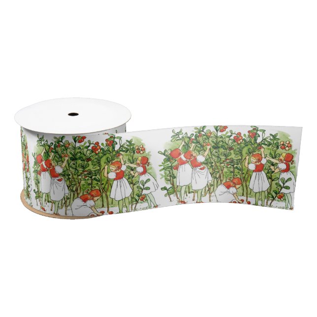 Elsa Beskow Cute Strawberry Girl  Satin Ribbon (Spool)