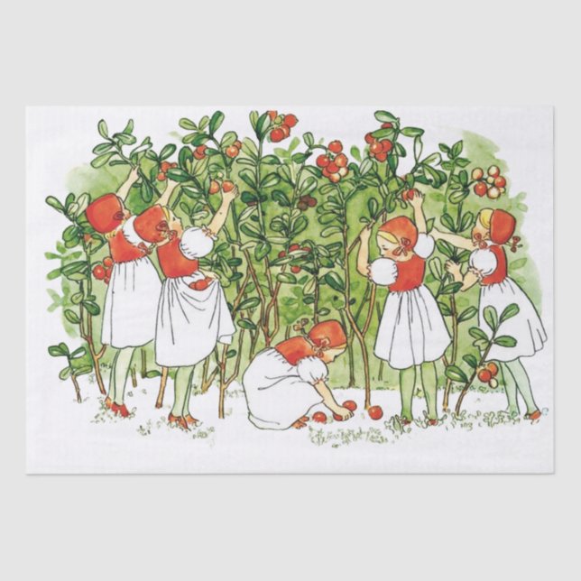 Elsa Beskow Cute Strawberry Girl  Tissue Paper (Front)