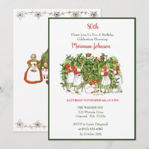 Elsa Beskow Strawberry Girls Birthday Invitation