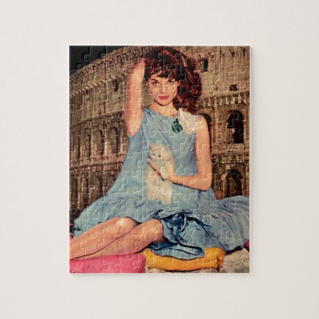 Elsa Martinelli and white kitten Jigsaw Puzzle (Vertical)