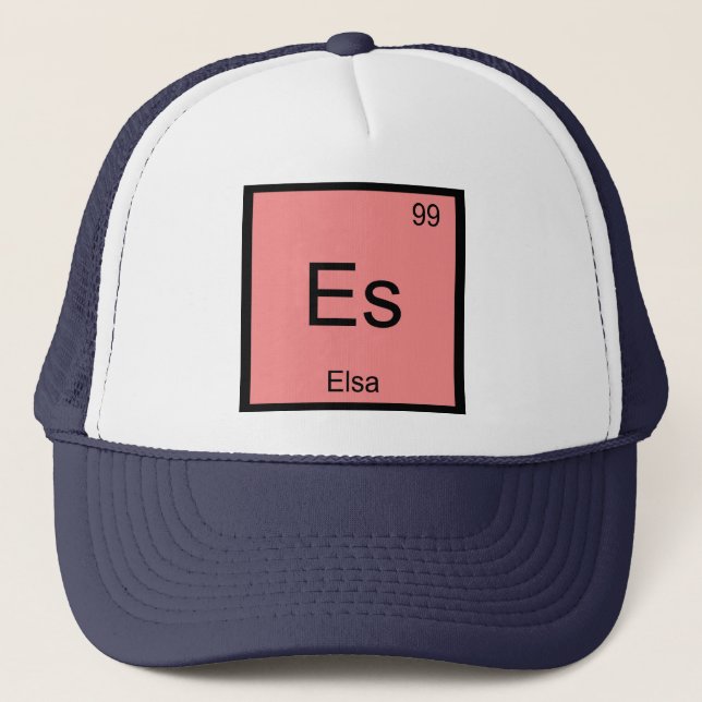 Elsa Name Chemistry Element Periodic Table Trucker Hat (Front)