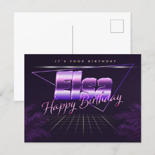Elsa Name Vorname lila Postkarte Geburtstag Postcard