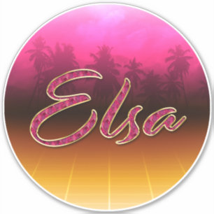 Elsa Vorname Name golden pink Aufkleber Sticker