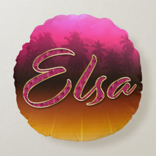 Elsa Vorname Name golden pink Kissen Round Cushion