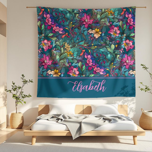 Elsabeth Colourful Art Nouveau Fleece Blanket (detail)
