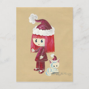 Elsie The Christmas Elfie Painting Holiday Postcard