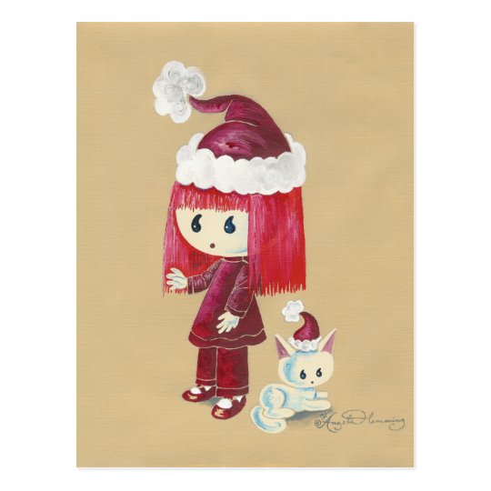 Elsie The Christmas Elfie Painting Postcard