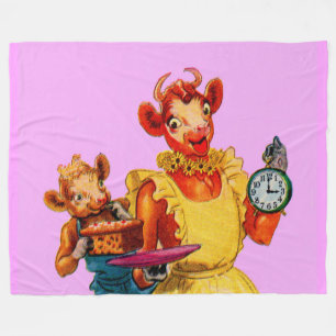 Elsie the Cow and daughter Beulah - It's Cake Time Fleece Blanket