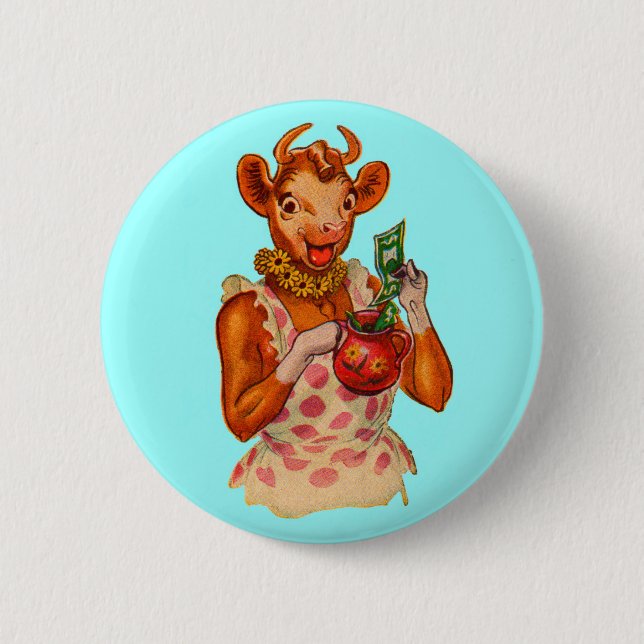 Elsie the Cow, money manager 6 Cm Round Badge (Front)