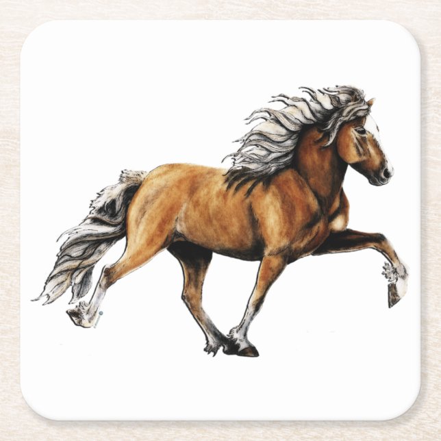 Elska Beautiful Icelandic Horse Square Paper Coaster (Front)