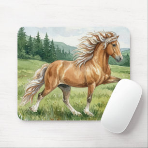 Elska Icelandic Horse Watercolor landscape Mouse Mat