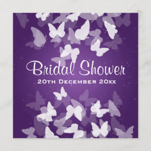 Elusive Butterflies Purple Bridal Shower Invitation