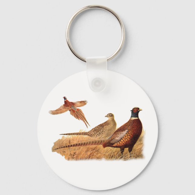 Elusive Pheasant Bird Hunting Key Ring (Front)