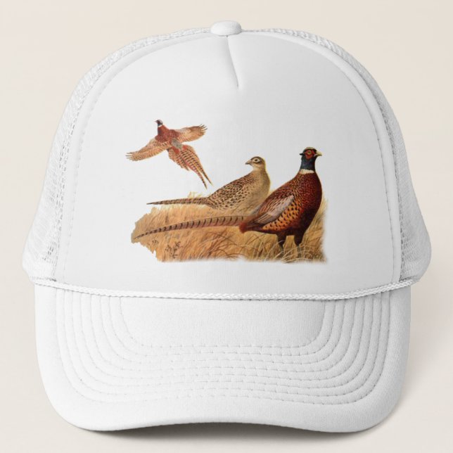 Elusive Pheasant Bird Hunting Trucker Hat (Front)