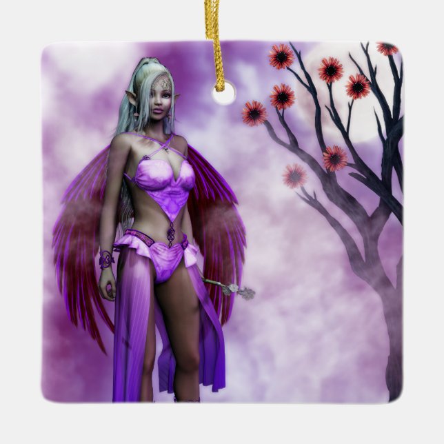 Elven Beauty Ceramic Ornament (Front)