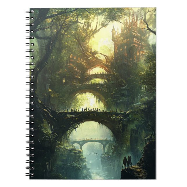 Elven Citadel of Twilight – Epic Fantasy Castle Wa Notebook (Front)