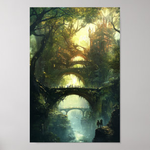 Elven Citadel of Twilight – Epic Fantasy Castle Wa Poster