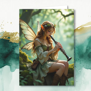 Elven Fairy with Clarinet Magical Birthday Card