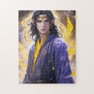 Elven Fire Mage Magical Fantasy Art Jigsaw Puzzle