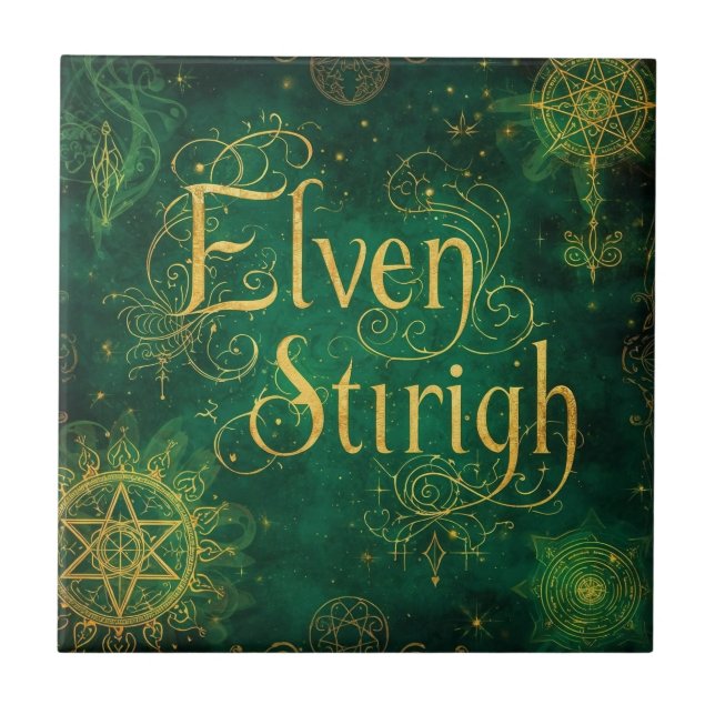 Elven Stirigh – Sigils in Green Tile (Front)