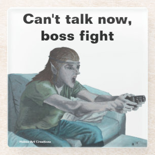Elven Video Gamer Game Fantasy Art Glass Coaster