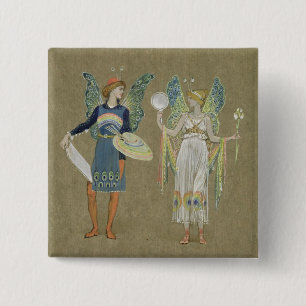 Elves and Fairy Painters, from 'The Snowman' 1899 15 Cm Square Badge