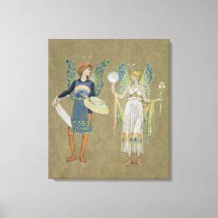 Elves and Fairy Painters, from 'The Snowman' 1899 Canvas Print