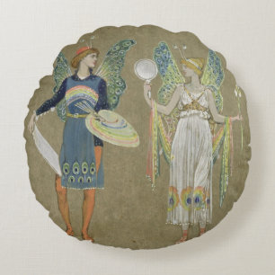 Elves and Fairy Painters, from 'The Snowman' 1899 Round Cushion