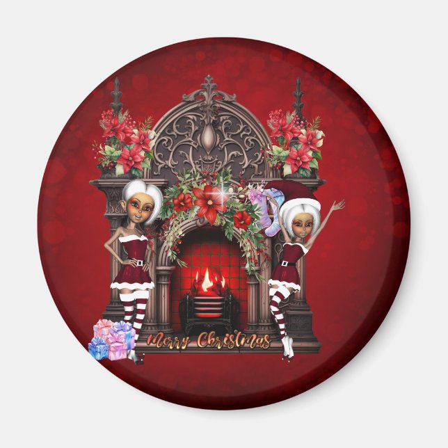 Elves are looking forward to Christmas Magnet (Front)