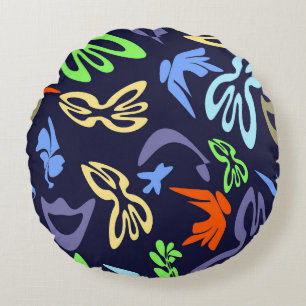 Elves, Butterflies and Masks 4 Round Cushion