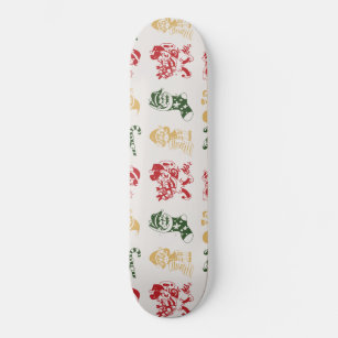 Elves Candy Canes Christmas Pattern Happy Holidays Skateboard