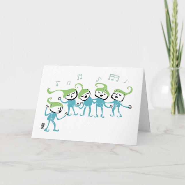 Elves Chorus Holiday Card (Front)