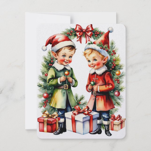 elves christmas holiday card (Front)