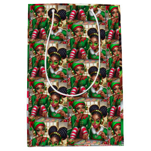 Elves Eating Goodies Medium Gift Bag