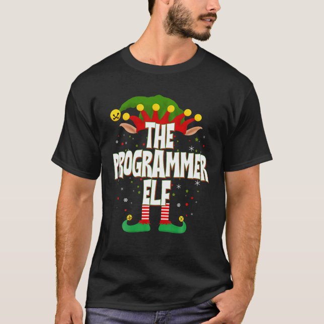 Elves Group The Programmer Elf Christmas T-Shirt (Front)