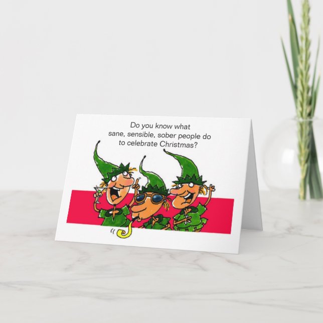 Elves Humorous Christmas Card (Front)