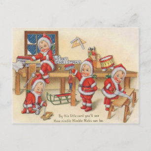 Elves Making Toys Postcard