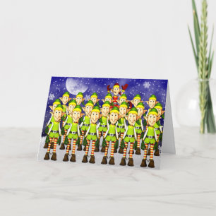 Elves, naughty, school pic, snow Christmas card